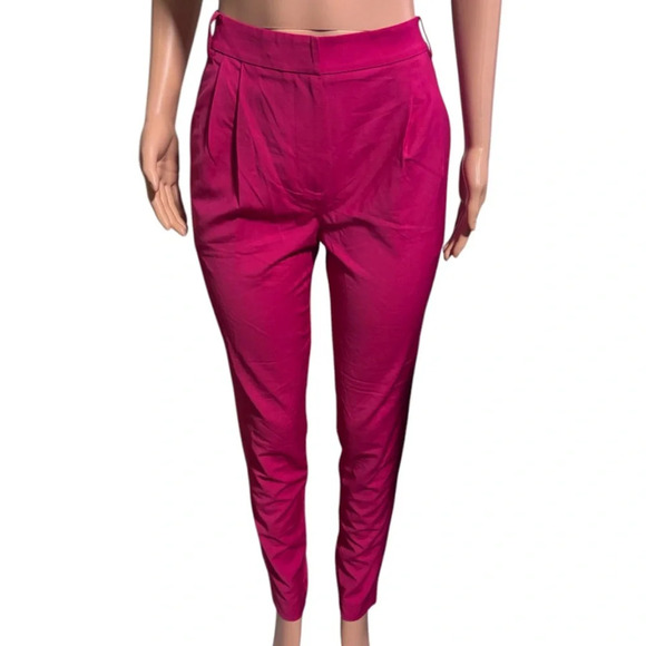 MONIKA CHIANG Elegant Hot Pink Wool Blend Trouser - Picture 2 of 14